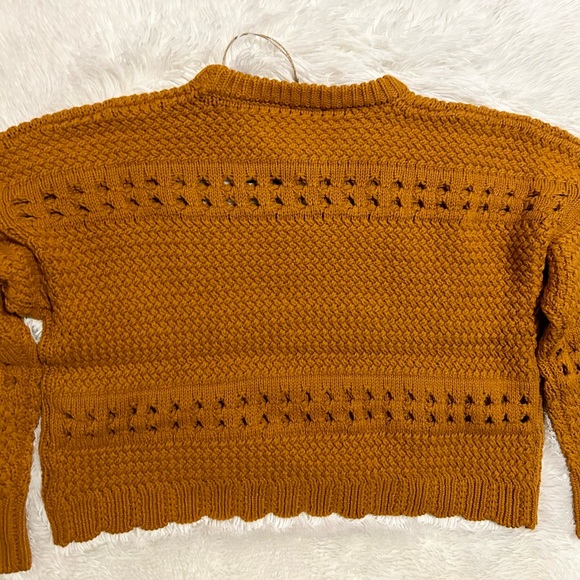 NWT! Talisman Cropped Open Weave Scalloped Ribbed Hem Ryder Sweater - Picture 12 of 12